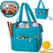Crochet Bag Organizer for Yarn Storage, Velvet Knitting Tote Bag with Double Handle for Crochet Accessories, Portable Travel Case for Yarn Balls, Crochet Hooks& Knitting Needles Holder (Teal)